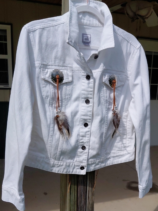 Jackets & Blazers - White Beaded Women's Jean Jacket